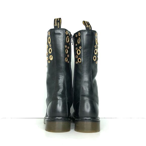 Dr. Martens Black Combat Boots with Gold Accents - Picture 7 of 11